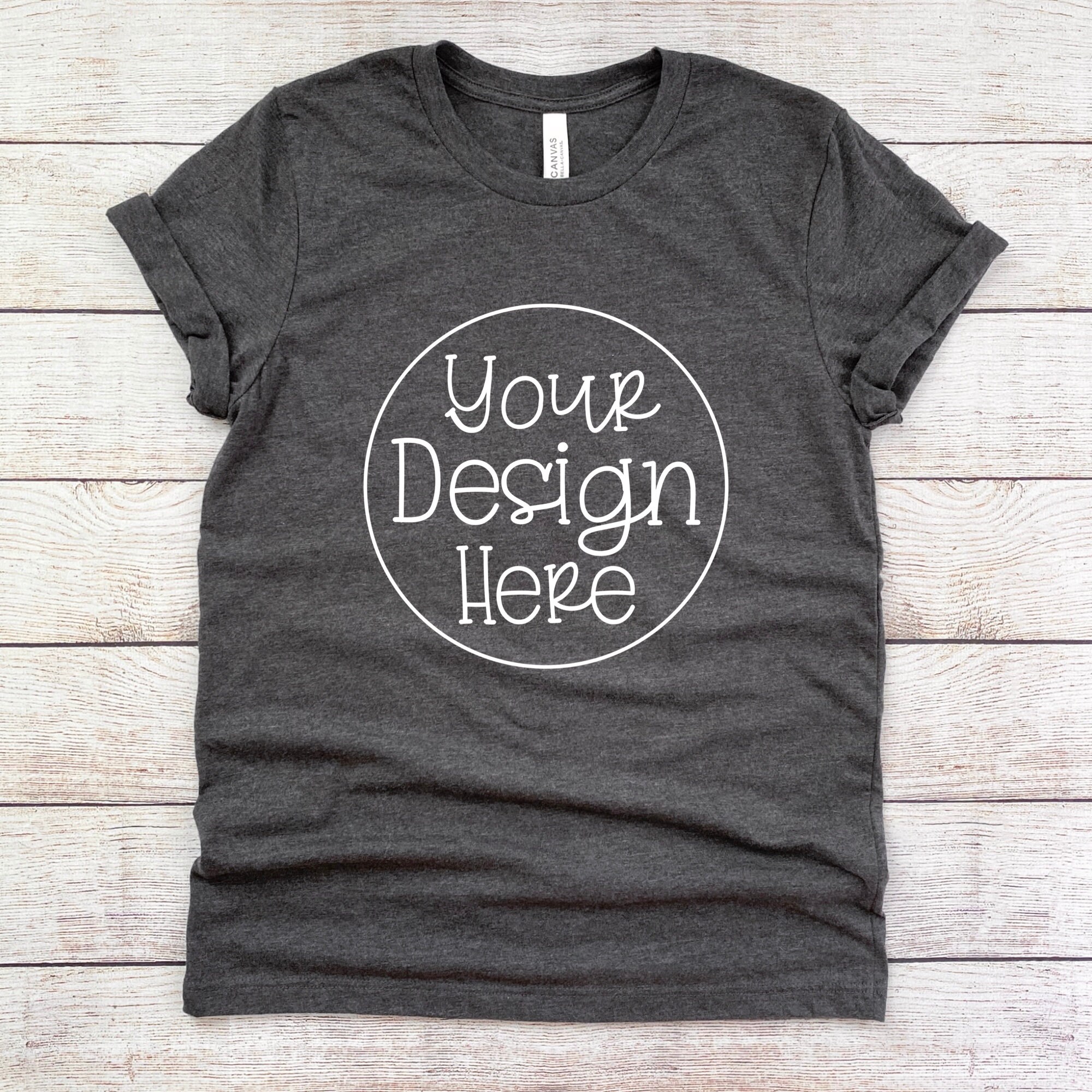 Bella Canvas 3001 Dark Grey Heather T-shirt Mock-up Simple | Etsy