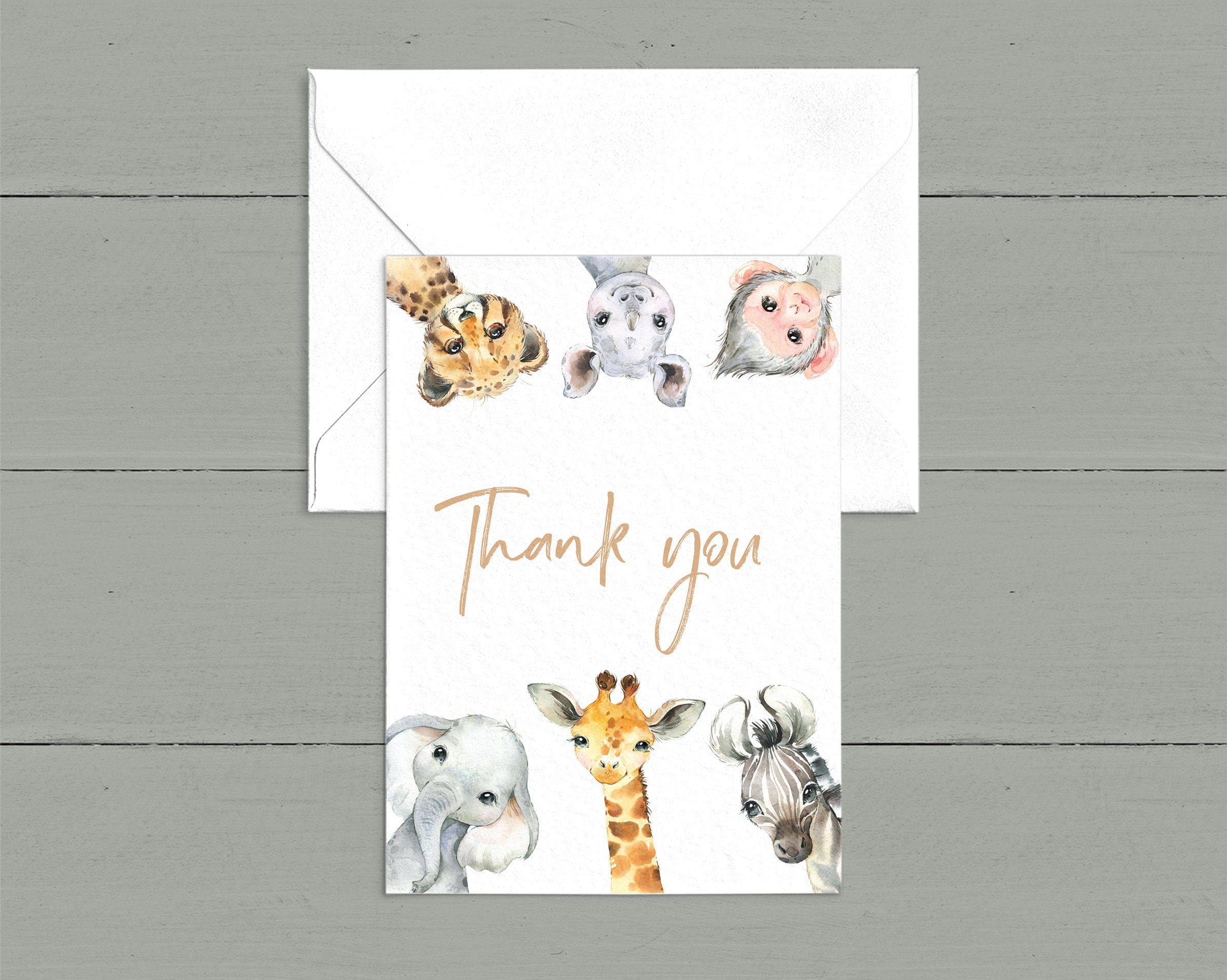 jungle-safari-thank-you-card-template-jungle-baby-animals-etsy