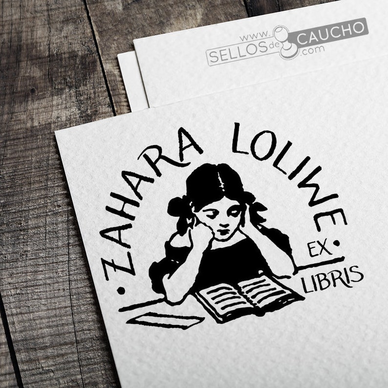 Stamp Books Stamp Girl Reading Books Ex Libris Library Reader Custom Stamp Exlibris Girl Reading Stamp Exlibris Reader