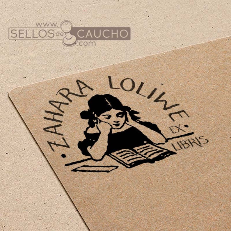 Stamp Books Stamp Girl Reading Books Ex Libris Library Reader Custom Stamp Exlibris Girl Reading Stamp Exlibris Reader