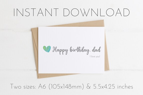 birthday card dad printable card instant download etsy