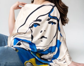 Elegant Ukrainian Silk Shawl Wrap: Versatile Neck Scarf and Shoulder Scarf - Gift for Her!