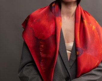 Poppy Infinity: Handmade Natural Silk Scarf Shawl