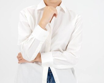 Classic Basic White Cotton Shirt | Buttoned Cuffs | 100% Cotton