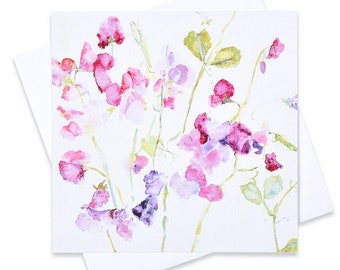 Sweet Peas Greeting Card | Greetings Card | Blank Birthday Card | Blank Card | Greeting Card UK | Birthday Card | Floral Cards uk |