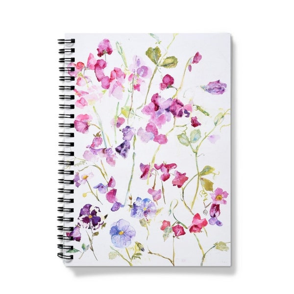 A5 Spiral Notebook | A5 Notebook | Notebook Journal | Pretty Notebook | A5 Journal | Sweet Peas Notebook | Notebook A5 | Gift for Women