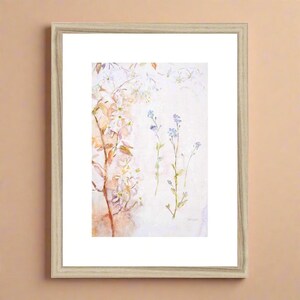 Impression botanique encadrée | Imprimé fleurs sauvages | Imprimé floral encadré | Belle impression myosotis | Impression artistique | Impression d'art de haute qualité