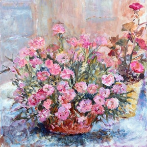 Roze anjerskaart | Wenskaart | Blanco wenskaart | Mooie kaart | Artistieke kaarten | Bloemenkaarten | Verjaardagskaart met bloemen