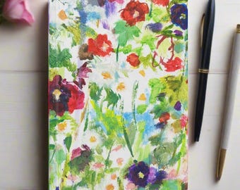 Hollyhock Garden A5 Hardback Notebook: Lined or Plain Journal