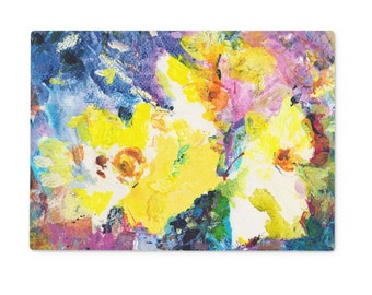 Daffodil Glass Chopping Board: Yellow Flower Worktop Saver