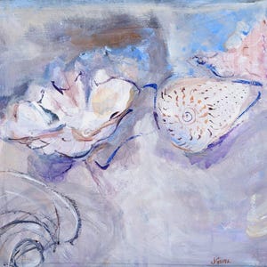 Tarjetas de conchas / Tarjetas de felicitación de bellas artes / Tarjetas de felicitación / Tarjeta artística / Tarjeta con conchas / Tarjeta "Pensando en ti" / Tarjeta en blanco / Tarjetas artísticas
