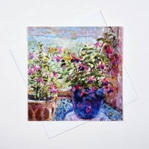 Blumen Grußkarte | Grußkarte Fuchsia | Künstlerische Karte | Blumenkarte | Kunsty Karte | Blumen Postkarte | Innen leer | Hübsche Karte |