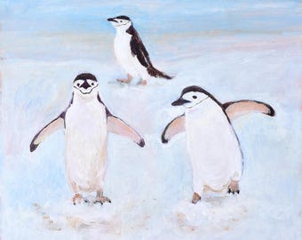 Happy Penguins in the Snow set of 6 Christmas Cards