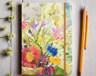 Floral A5 Notebook: Watercolor Wildflower Design with Gold Enclosure