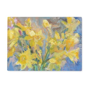 Glazen snijplank narcissen: lente keukendecor (15 x 11 inch)