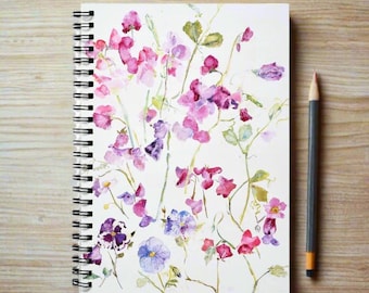 Sweet Peas A5 Spiral Notebook: Floral Art Journal
