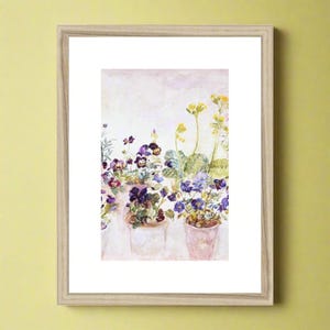 Impression botanique encadrée | Impression d'art de pensées | Décoration murale pour une cuisine | Belle impression de fleurs | Impression avec cadre | Impression d'art de haute qualité |