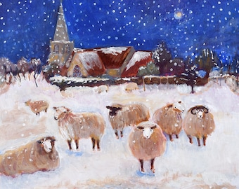 Set of 6 Christmas cards | UK Christmas Cards | Christmas Card Packs | Christmas Cards | Sheep Cards | Village Christmas | Special Xmas