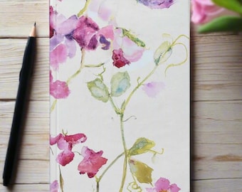 Floral A5 Hardback Notebook: Sweet Pea Watercolor Journal