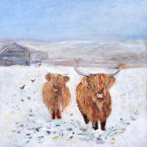 Confezione da 6 biglietti di Natale UK / Confezione biglietti di Natale / Biglietti di Natale / Biglietto mucca delle Highlands / x 6 biglietti di Natale / Biglietto di Natale animali da fattoria