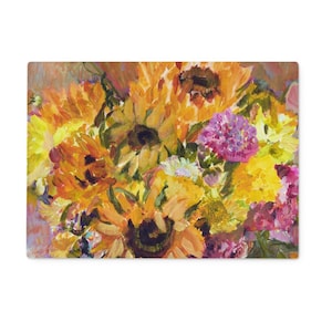 Zonnebloemglazen snijplank: keukenwerkbladbeschermer (15 x 11 inch)