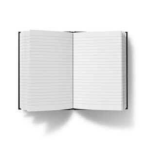 A lined hardbacked journal with a pretty floral design on the cover.