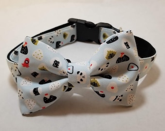 Pet Bow Tie | Dog Bowtie | Slides onto Collar -Made in USA -Anti-Dust Waterproof Fabric/ Cotton Blend- Washable Reusable