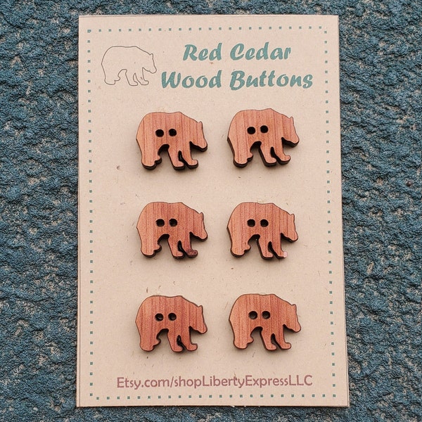 12 Cute Chunky Bear Buttons Red Cedar / Crafting / Junk Journal