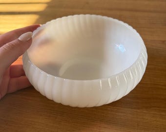 Vintage Anchor Hocking White Milk Glass Bulb Bowl - Vintage Candy Dish - Vintage Home Decor - Free Shipping