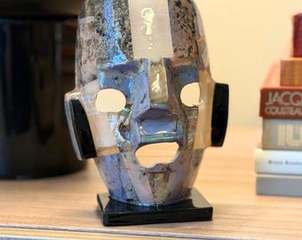 Vintage Aztec Semi-Precious Stone Mask - Mexican Mayan Mask - Vintage Home Decor - Free Shipping
