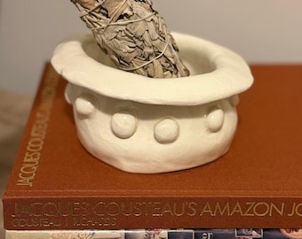 Vintage Handmade Ceramic Decorative Catchall Bowl – Organic Shape with 3D Bubble Design – Unique Handmade Pottery – Free Shipping