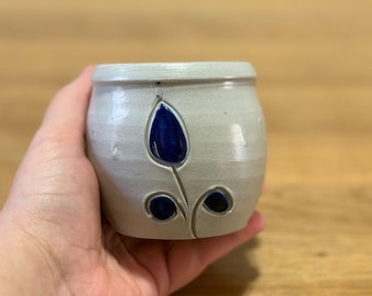 Vintage Williamsburg Pottery Vase - Salt Glaze Vase - Small Pot Crock Planter - Free Shipping