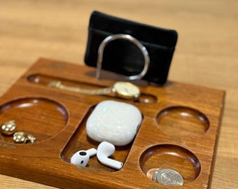 Vintage Dresser Nite-Valet - Men's Vintage Valet Wood Tray - Vintage Dresser Catch All Tray - Vintage Home Decor - Free Shipping