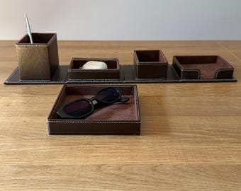 Folding Desk Organizer Leather Cube  - Leather Desk Organizer - Home Decor - Free Shipping