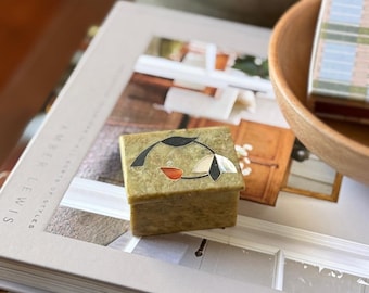 Vintage Marble Tiny Trinket box with Lid - Vintage Home Decor - Free Shipping