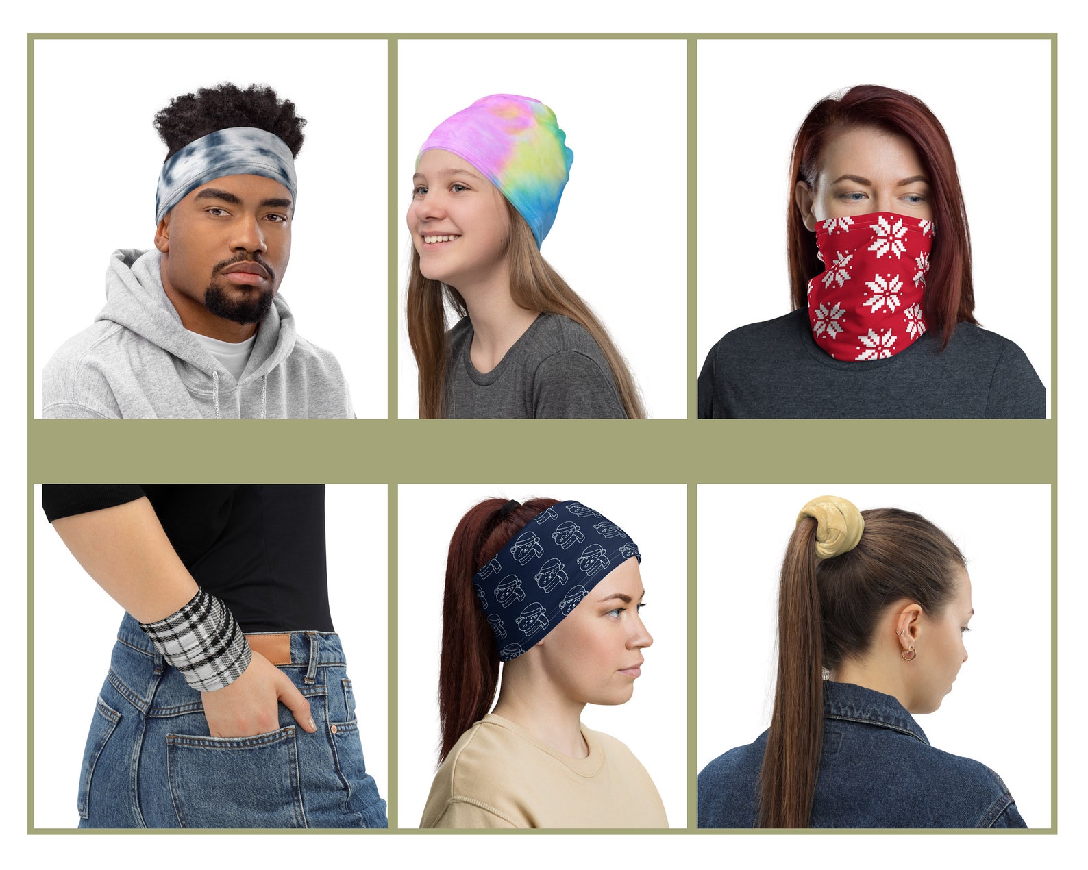 Neck Gaiter Basketball Grey Head Wrap Hair Tie Head Etsy