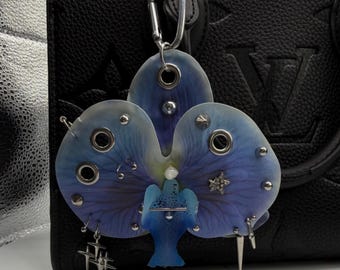 Pierced Orchid | Chunky Bag Charm | Keychain | Gothic | Floral | Punk | Black Opium | Aesthetic