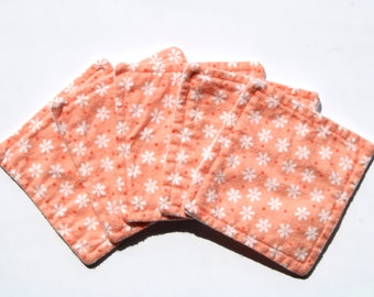 Peach Flowers Double Sideded Flannel Washable Face Clothes