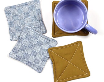 Posavasos aislantes de parquet azul (paquete de 4)
