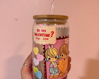 Cute Baby Valentines Glass Cup