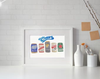 Impresión artística en acuarela de una lata de cerveza Guinness: Decoración original para bar (descarga digital)