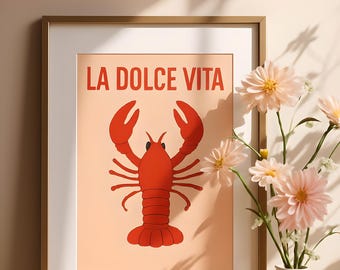 Lobster Print: Trendy Retro Italian Kitchen Wall Art (Digital Download)