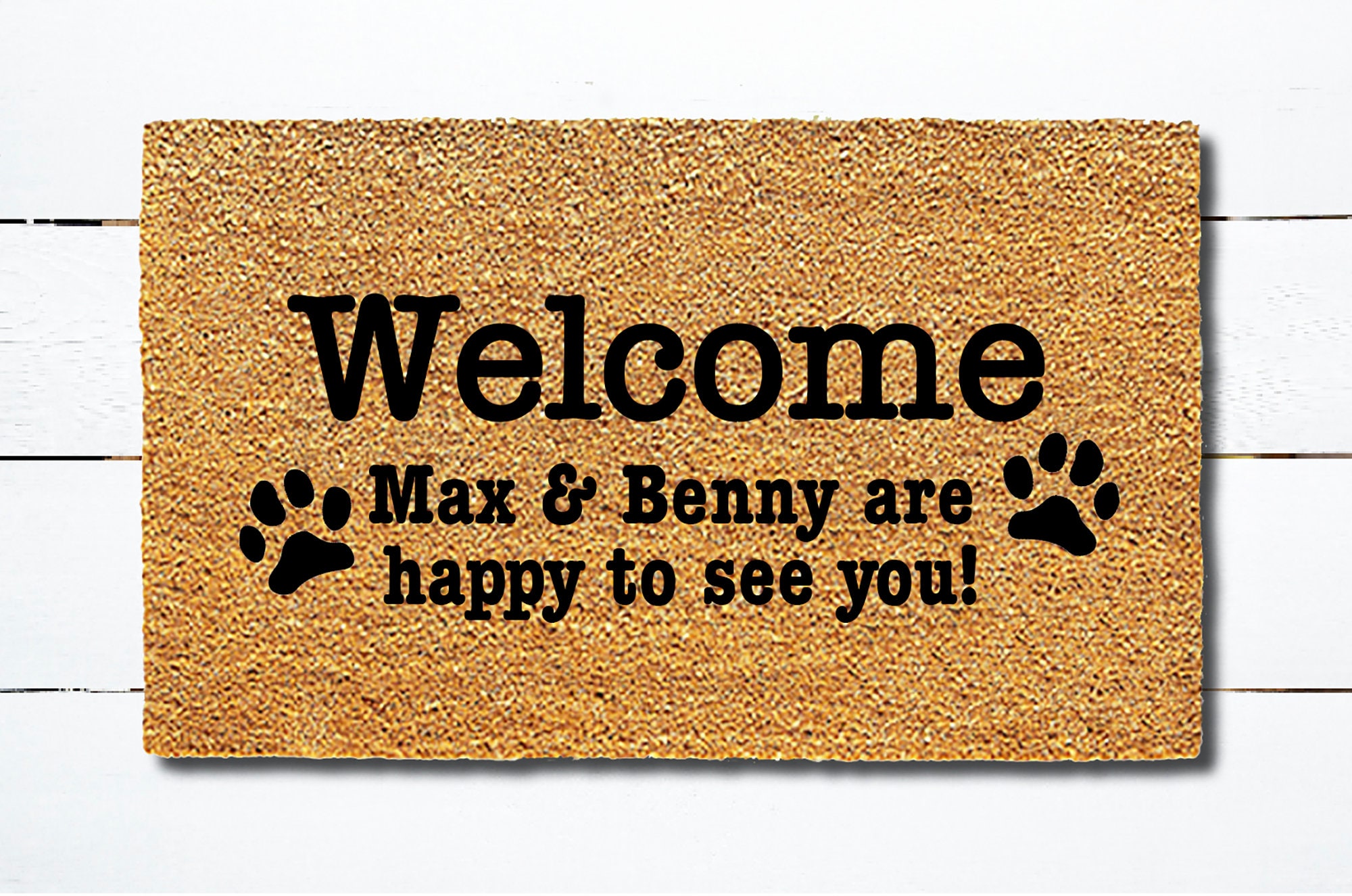 Doormat Personalized Mat Dog Dogs Happy to See Etsy
