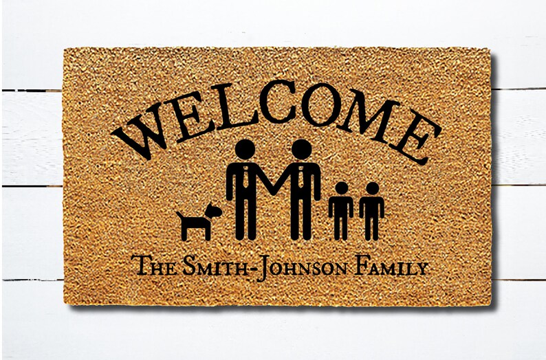 Custom Personalized Family Doormat Welcome Mat Design Your Own Coir Natural Fiber Outdoor Entrance Housewarming Gift Decor Door Mat