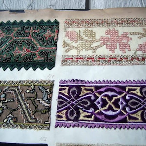 Pick One Victorian 1892 Sample French Embroidered Broderies from Maison Sedille Sample Book (Ref: A-3850B  Page 8 Box 1)
