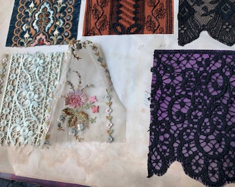Pick One Victorian 1887 Sample French Embroidered Broderies from Maison Sedille Sample Book (Ref: A-3850B Page 2 Box 4)