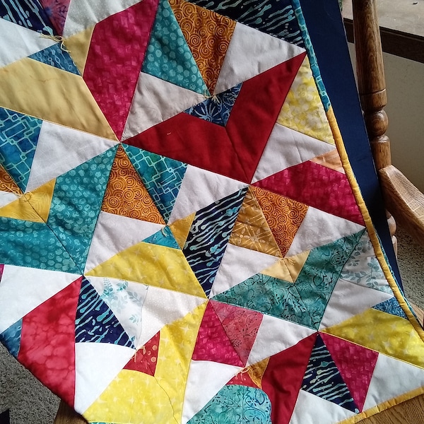Puffy Baby Quilt, Bright Primary Colors, 46" Square