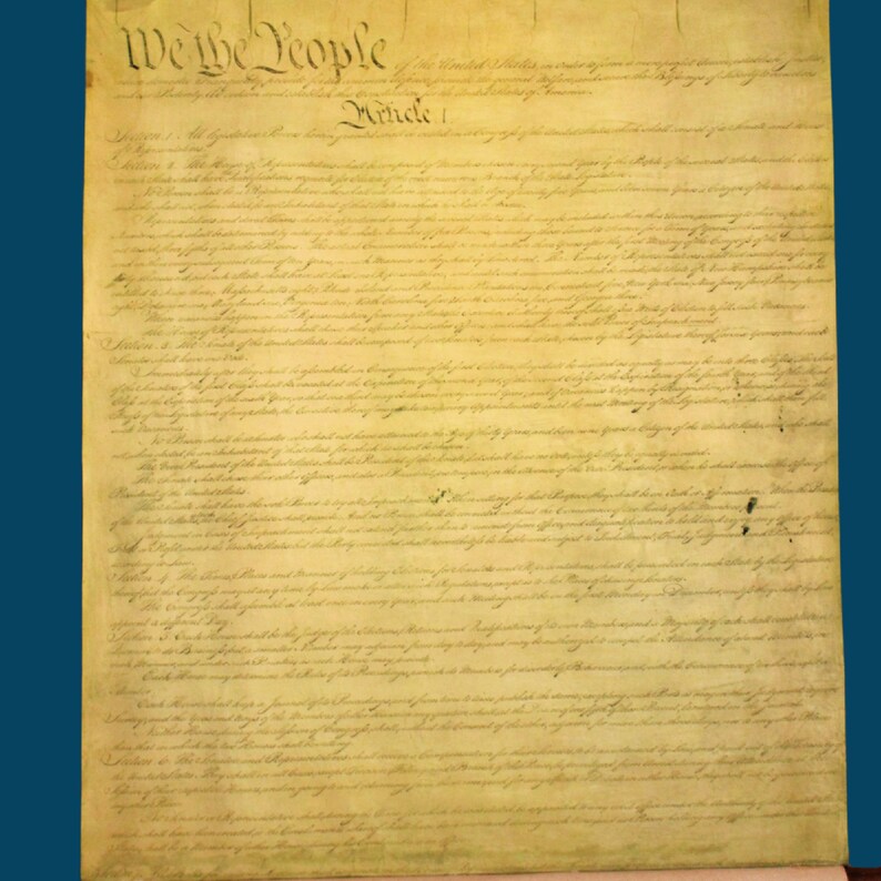 Oversized US Constitution replica on wooden scroll Etsy