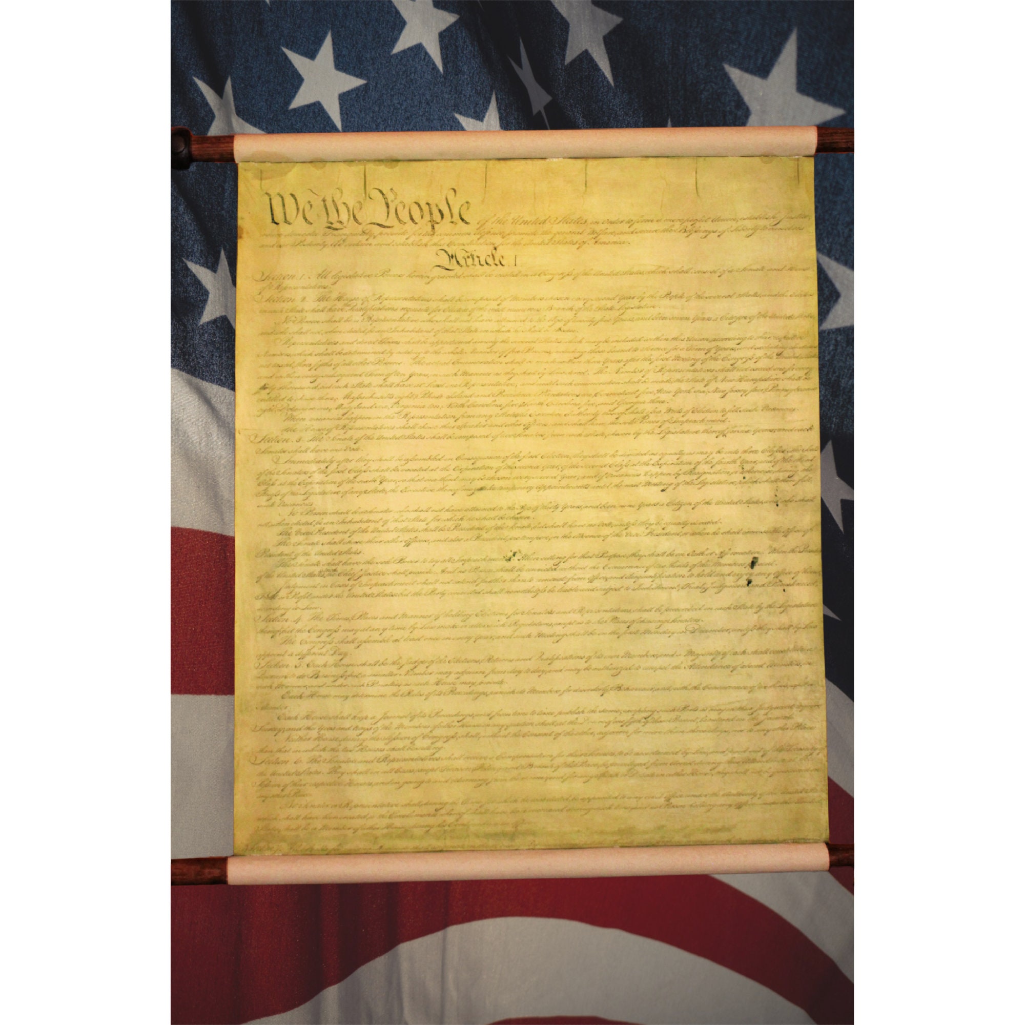 Oversized US Constitution replica on wooden scroll Etsy