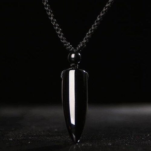 Natural Black Obsidian Pendant Necklace 